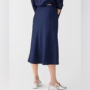 NWOT! J. Crew Gwyneth Midi Slip Skirt in Navy XXS